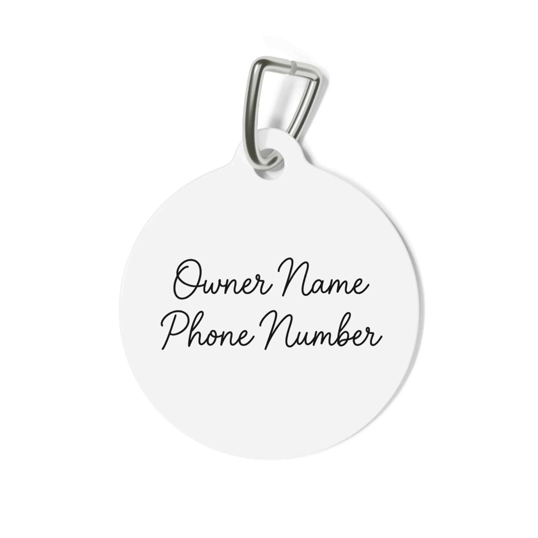 Pet Tag — "Please call my mom! She's prob loosing her shit" Engraved Funny Dog ID Tag (Mom's Name and Number on the Back)