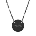 Engraved Circle Necklace – Personalized Script Pendant (Rose Gold or Black)