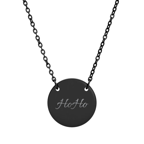 Engraved Circle Necklace – Personalized Script Pendant (Rose Gold or Black)