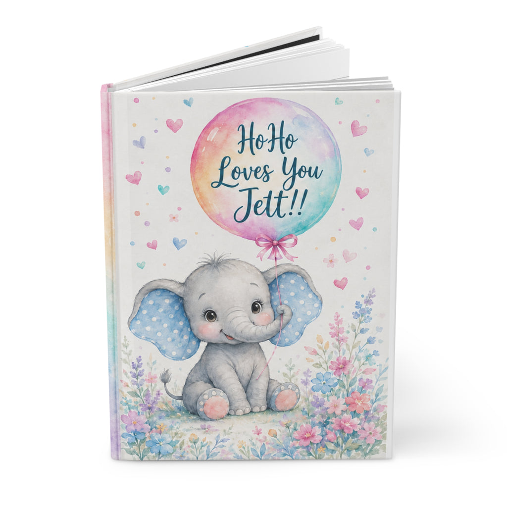 Baby Elephant Personalized Hardcover Journal - Baby Boy Memory Book