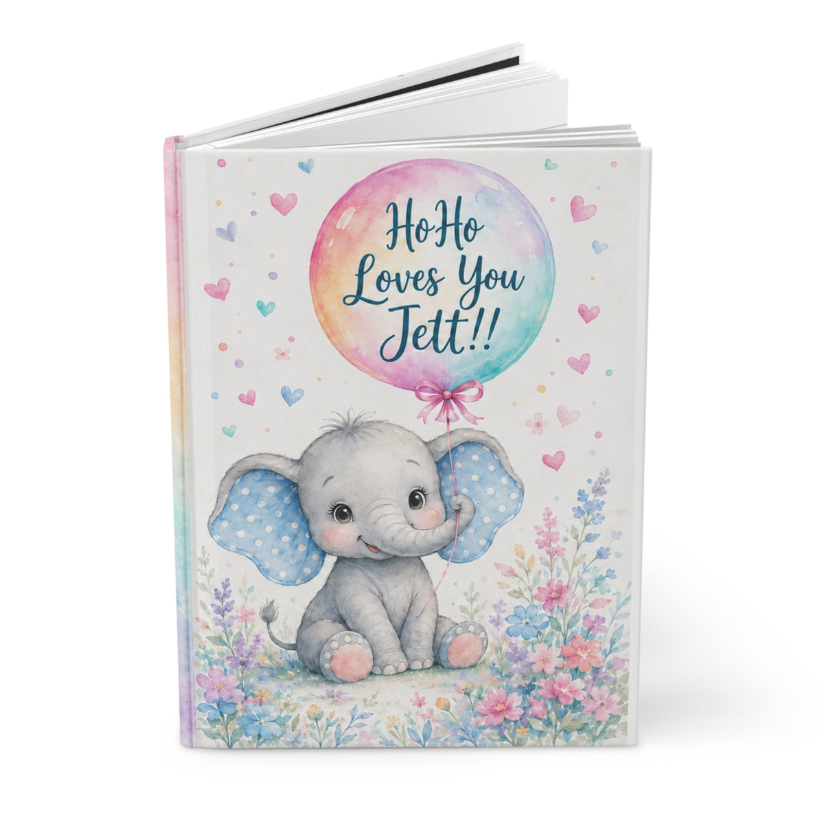 Baby Elephant Personalized Hardcover Journal - Baby Boy Memory Book
