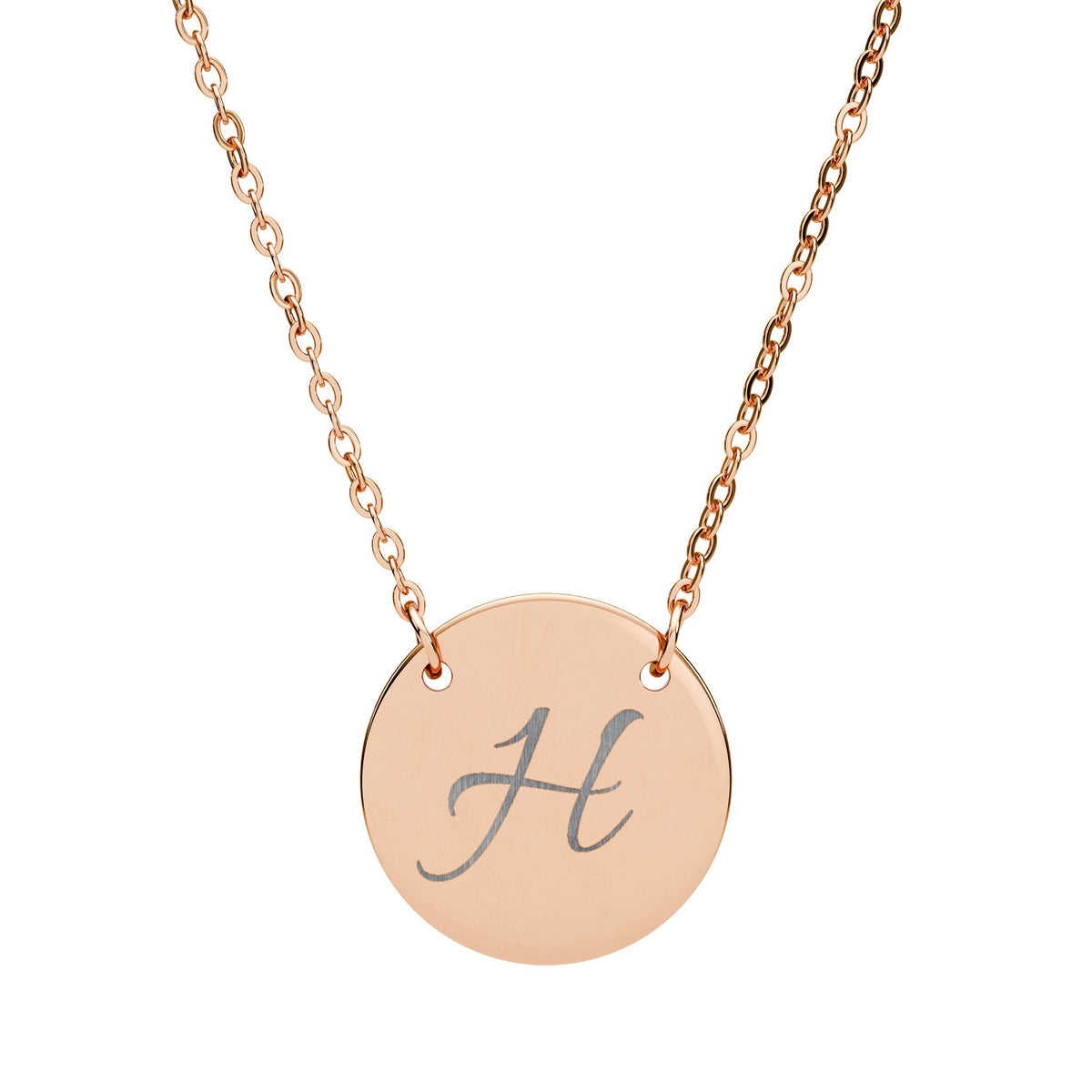 Engraved Initial Circle Necklace - Personalized Silver Monogram Pendant