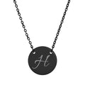 Engraved Initial Circle Necklace - Personalized Silver Monogram Pendant