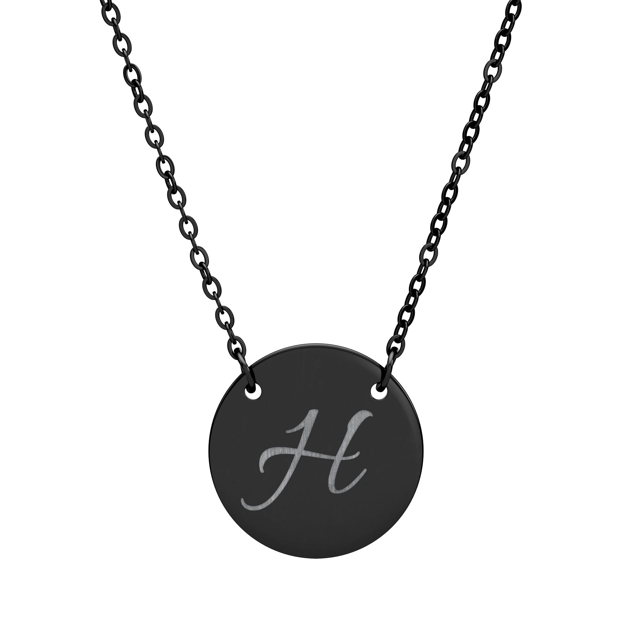 Engraved Initial Circle Necklace - Personalized Silver Monogram Pendant