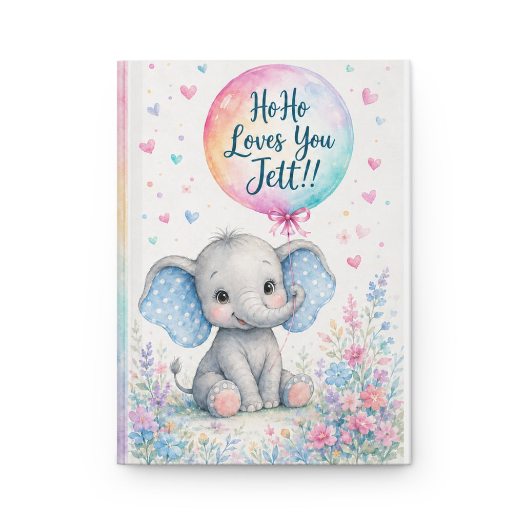 Baby Elephant Personalized Hardcover Journal - Baby Boy Memory Book