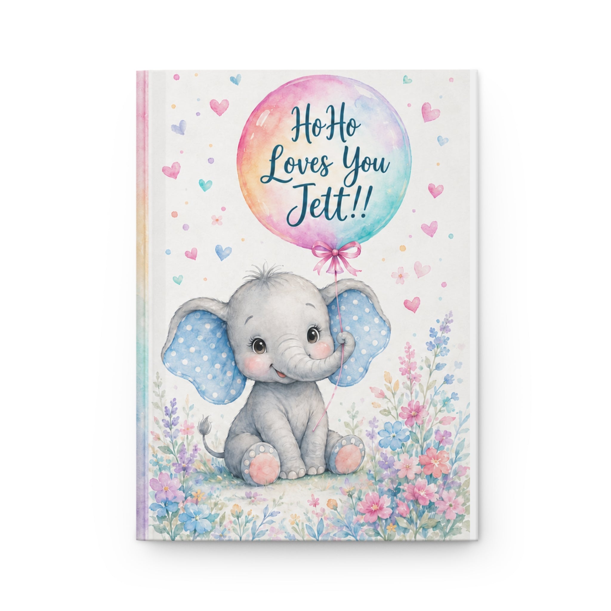 Baby Elephant Personalized Hardcover Journal - Baby Boy Memory Book