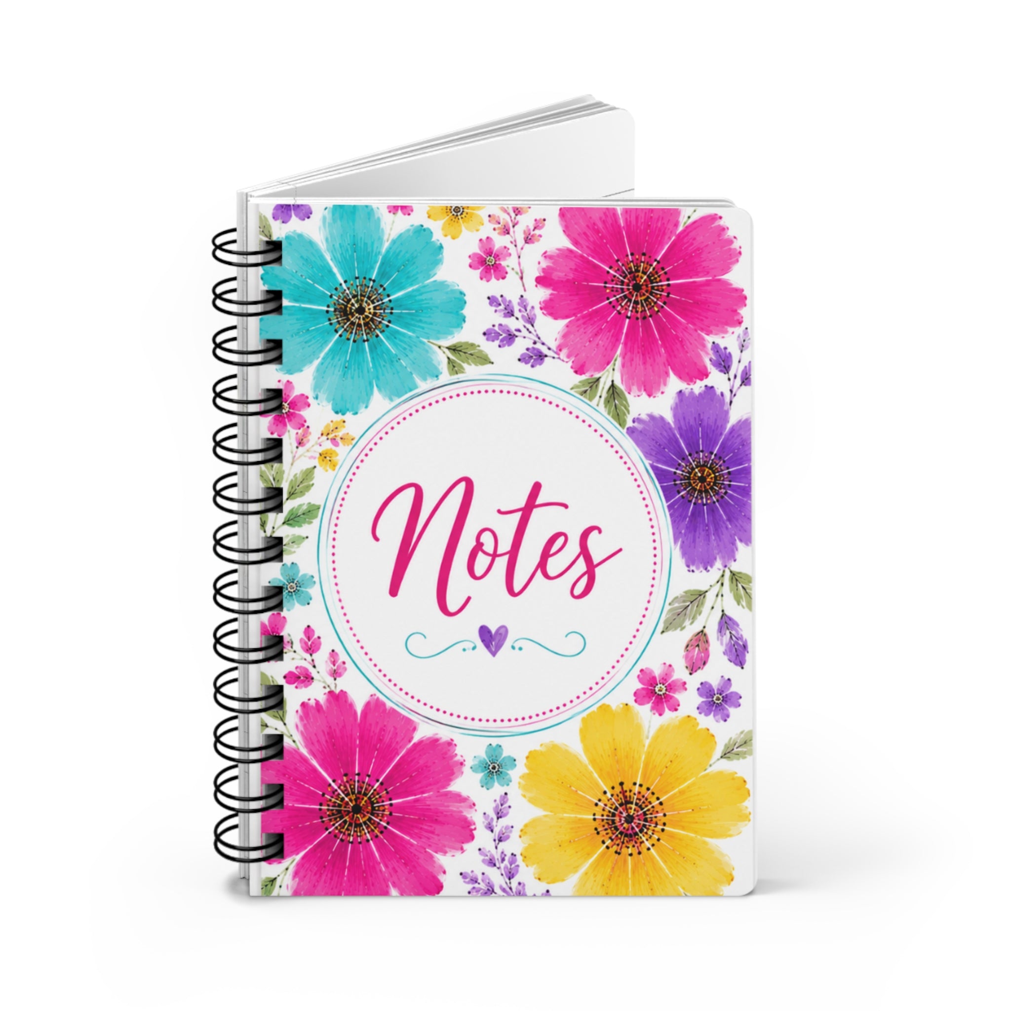 Floral Notes Spiral Journal — Colorful Watercolor Flowers Notebook for Notes & Gifts
