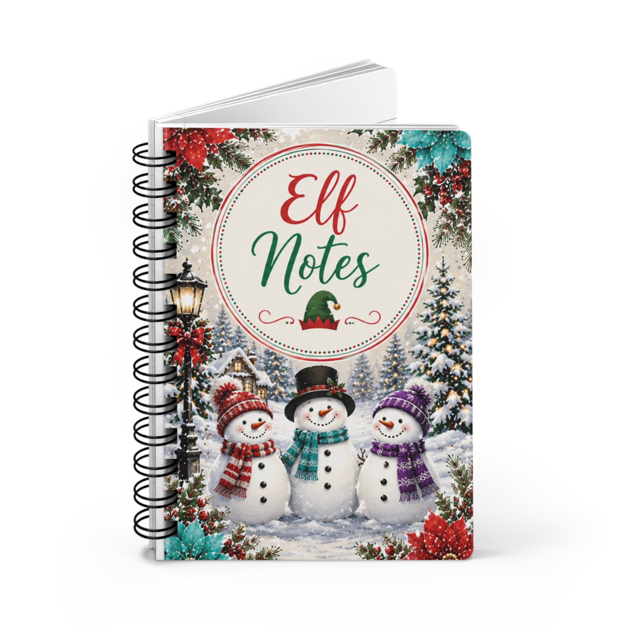 Elf Notes Spiral Journal — Holiday Snowman Notebook for Christmas Lists & Elf on the Shelf